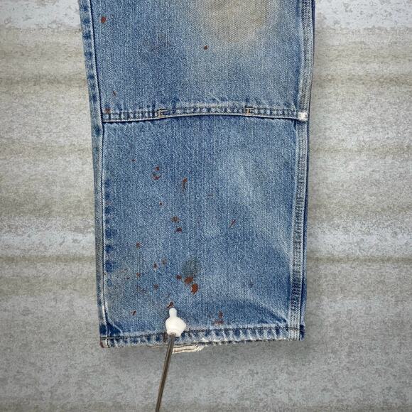 Vintage Dickies Carpenter Jeans Double Knees Baggy Wide Leg Light Wash Denim 90s - Picture 10 of 12